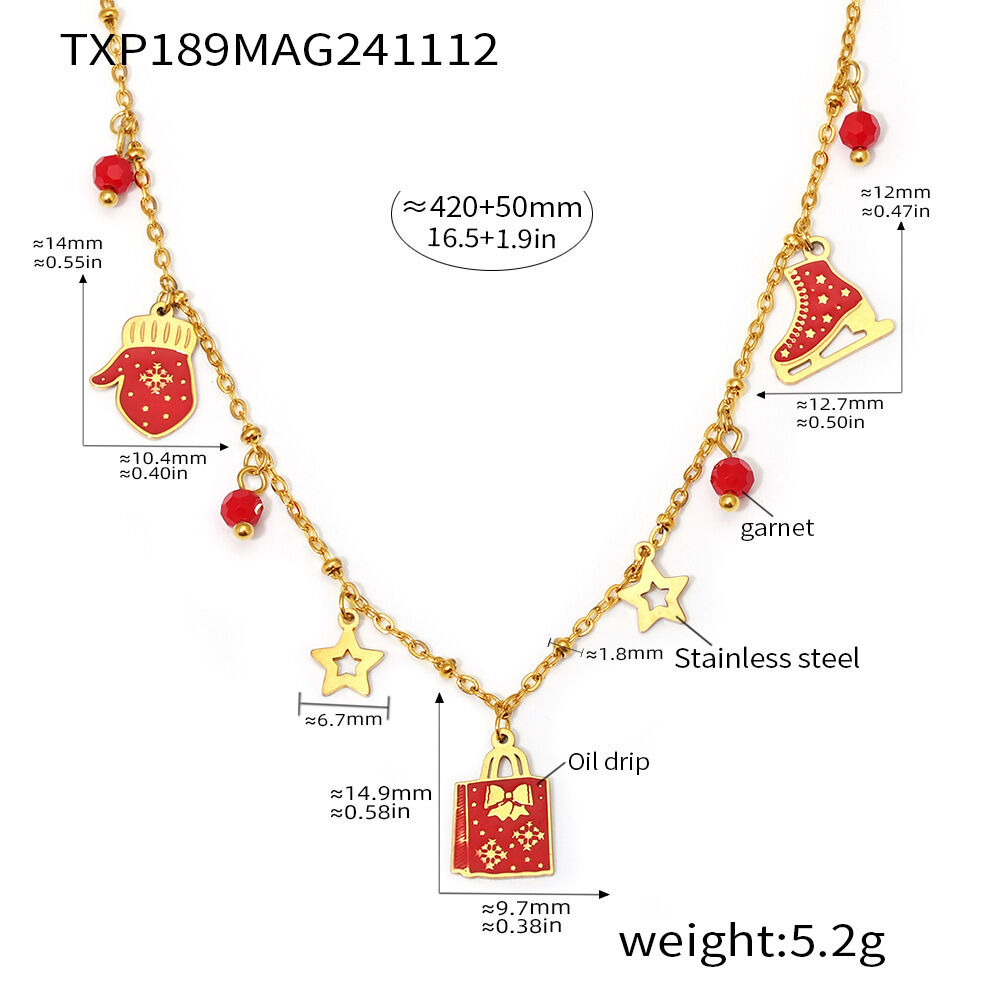 TXP189-Collier multi-éléments de Noël en grenat 