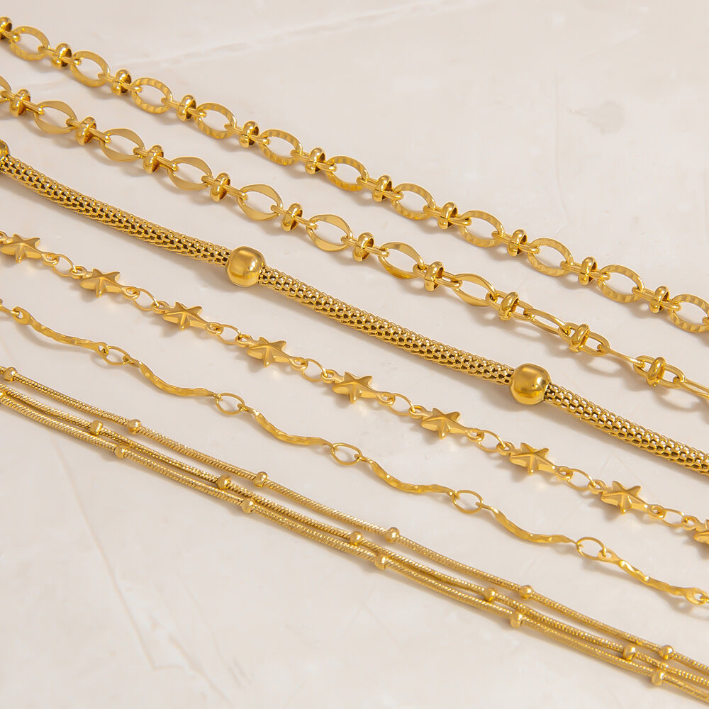 1 Piece Simple Chain Stainless Steel Waterproof Gold Color Women's Chain Bracelets Picture3