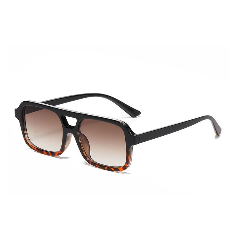 1 paio di occhiali da sole da donna eleganti e versatili con doppio ponte e stampa leopardata h5Immagine2