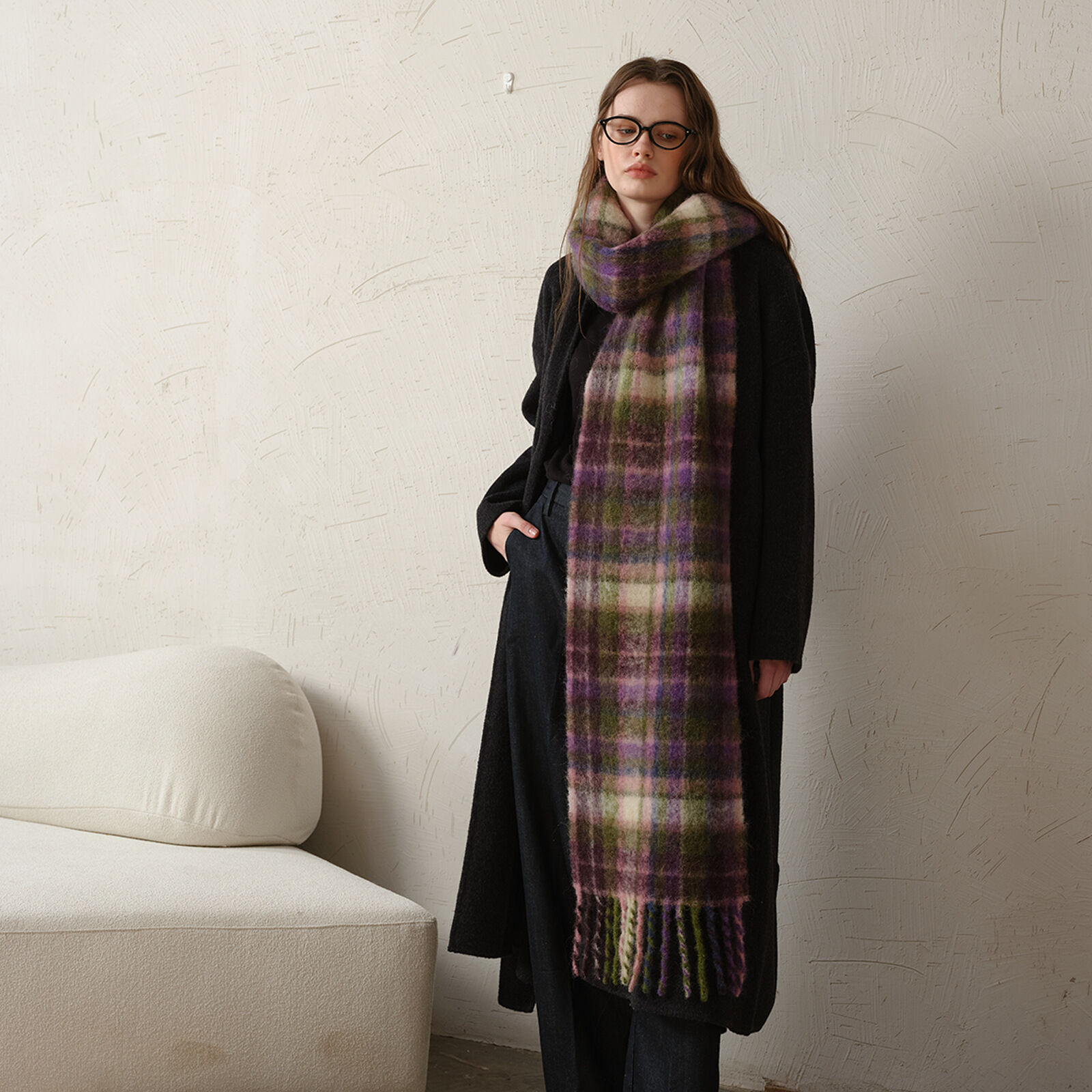 1 Piece Classic Plaid Polyester Women's Winter Scarves Picture2