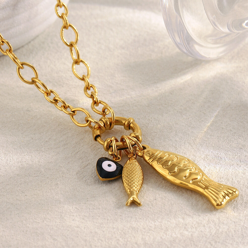 1 Stück Sommerfisch-Anhänger aus Edelstahl, wasserdicht, goldfarben, Damenkette Bild3