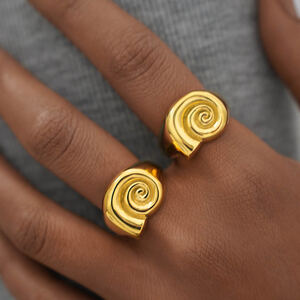 1 Piece Simple Series Retro Thread Stainless Steel Waterproof Gold Color Statement Rings h5 Picture4