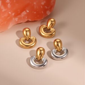 1 Pair Elegant Droplet Mixed Color Stainless Steel Waterproof Women's Stud Earrings h5 Picture2