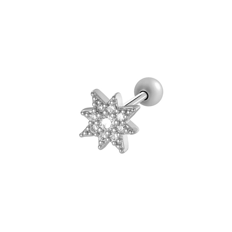 Boucle d'oreille piercing en forme de cœur, étoile, cuivre, or et zircon