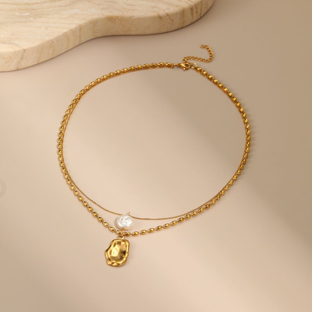 1 Piece Simple Elegant Irregular Shape Stainless Steel Waterproof Women's Layered Necklaces Picture2