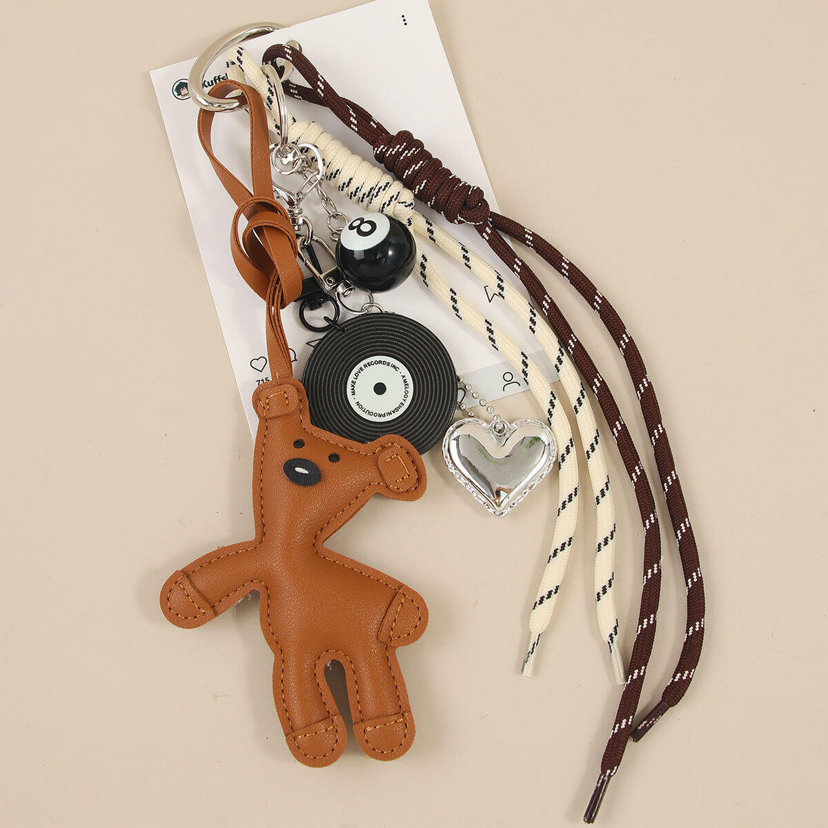 1 Stück einfache Serie niedlichen Cartoon Bär PU Damen Tasche Charms h5 Bild3