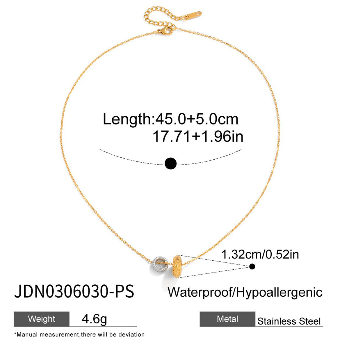 1 Piece Simple Circle Stainless Steel Waterproof Gold&Silver Color Women's Pendant Necklaces 