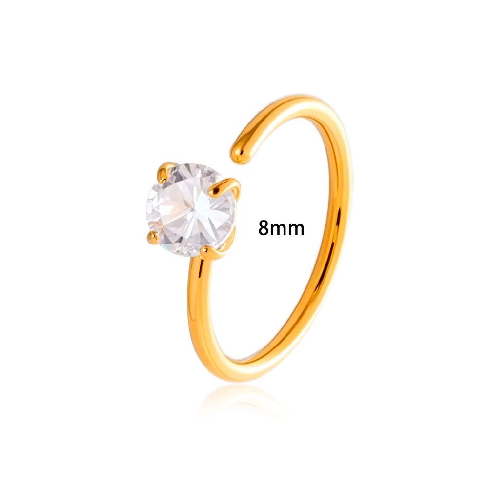 1 Piece Minimalist Circle Rectangle Stainless Steel Waterproof Gold Color Zircon Women's Nose Stud h5Picture2