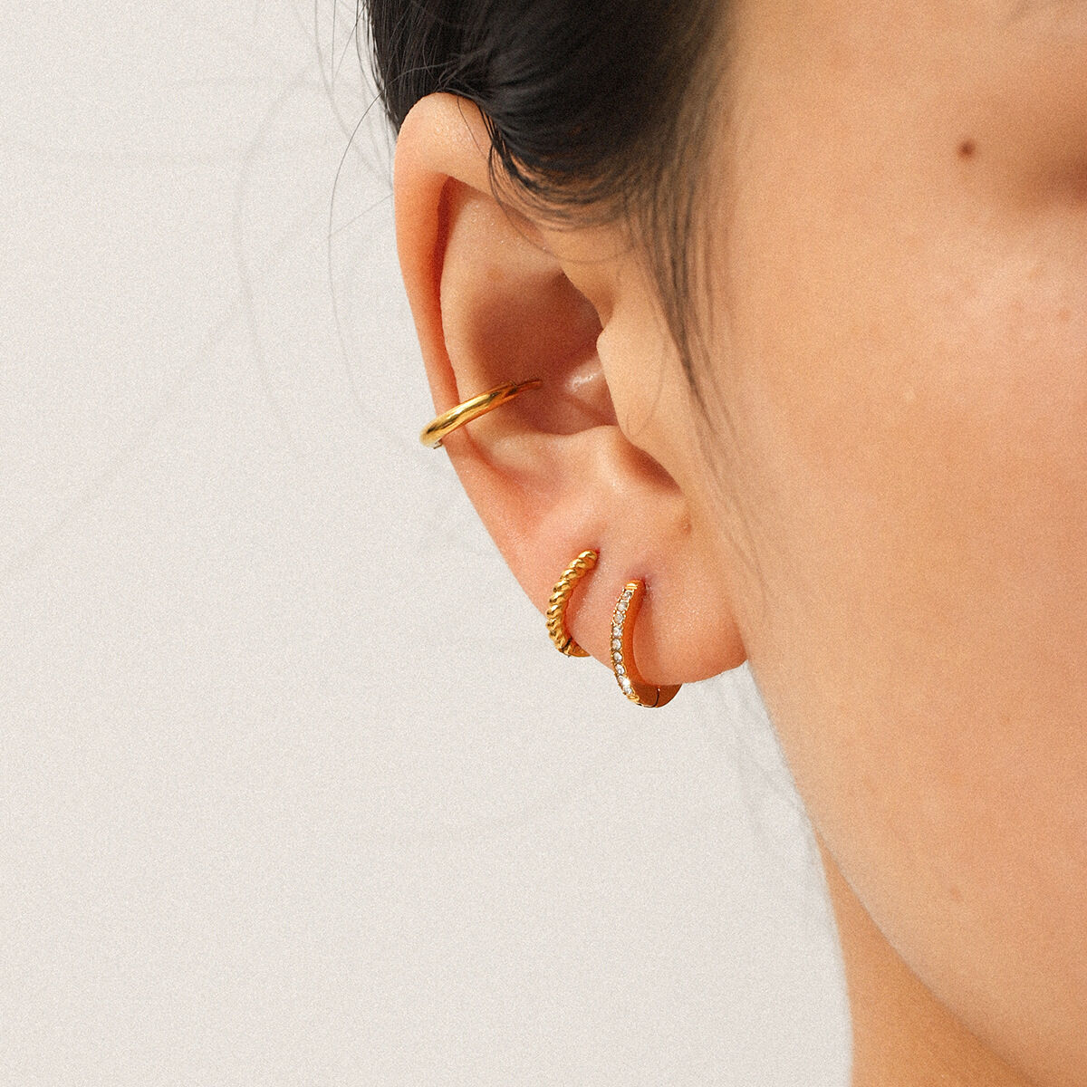 1 Set Circle Stainless Steel Waterproof Gold Color Hoop Earrings