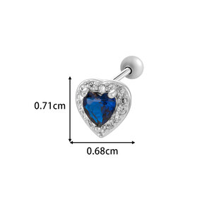 1 Piece Heart Copper Gold Color Zircon Piercing Earring h5 Picture2