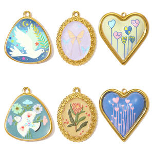 1 Piece Romantic Heart Stainless Steel Waterproof Gold Color Women's Pendants h5 Picture5