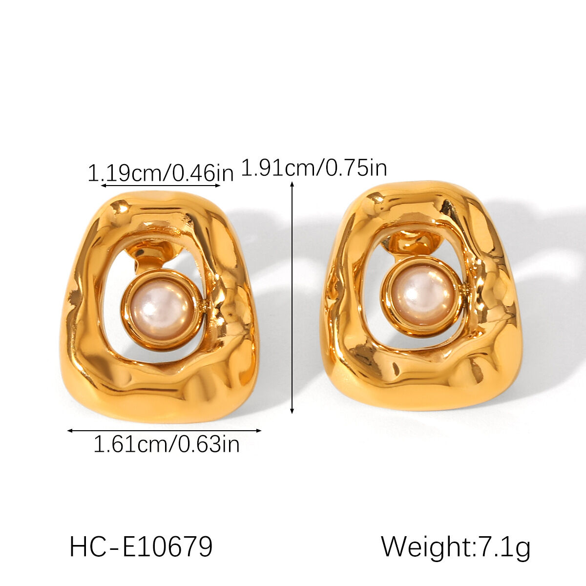 1 paire de boucles d'oreilles puces luxueuses pour femme, en acier inoxydable doré, de forme irrégulière et ornées de fleurs. h5Image2