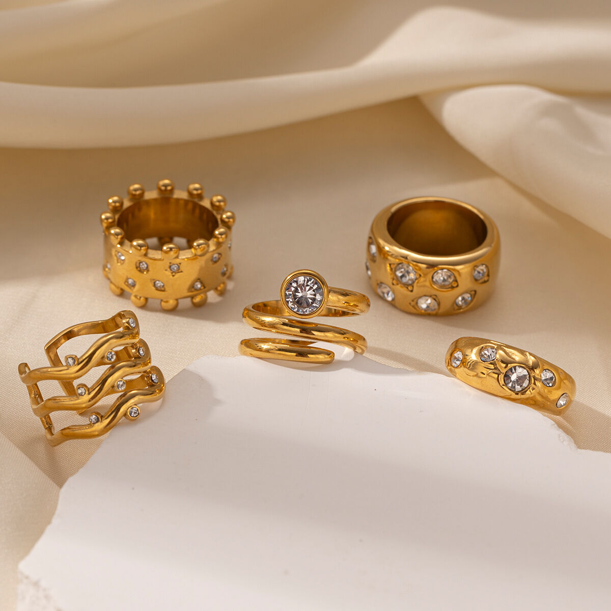 1 Stück Sternförmiger, wasserdichter Statement-Ring aus Edelstahl in Goldfarbe