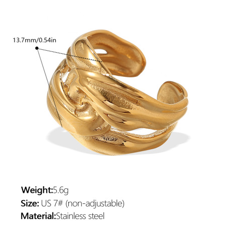 Anello minimalista color oro impermeabile in acciaio inossidabile da 1 pezzo