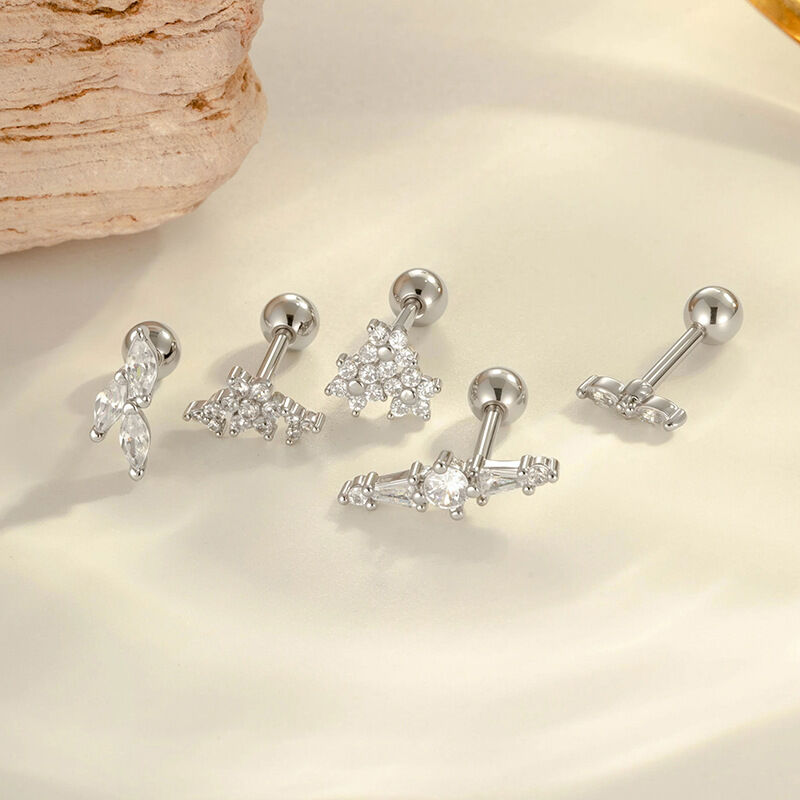 1 pezzo delicato fiore color rame oro zircone orecchini da donna piercing Immagine5