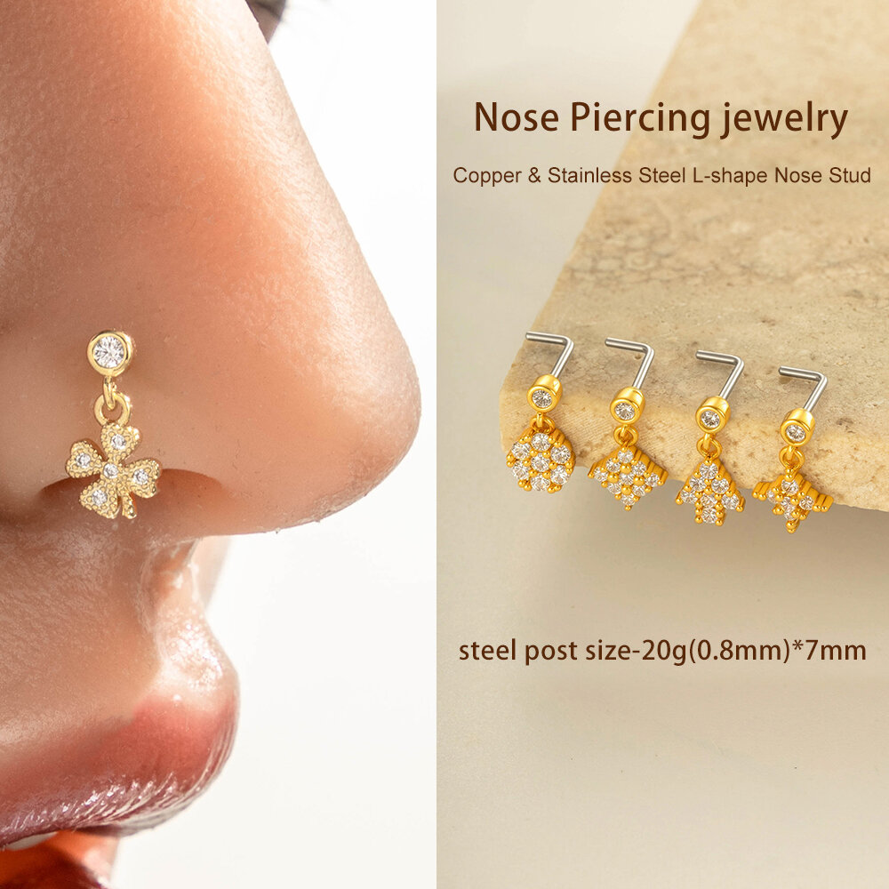 1 piercing para la nariz con circonita color cobre y dorado. Imagen4
