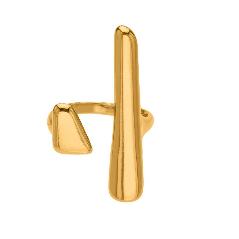 1 Stück moderner, unregelmäßig geformter Statement-Ring aus wasserfestem Edelstahl in Goldfarbe 