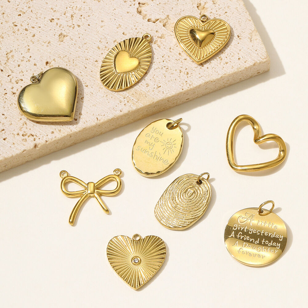 1 Piece Elegant Heart Stainless Steel Waterproof Gold Color Women's Pendants h5Picture4