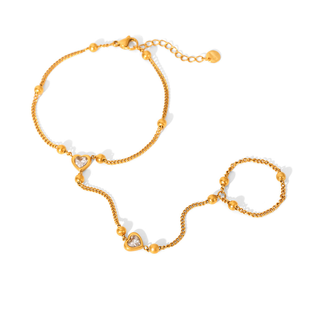 1 Stück schlichtes Herzarmband aus Edelstahl, wasserdicht, goldfarben, mit Zirkonia-Verzierung für Damen h5 Bild6