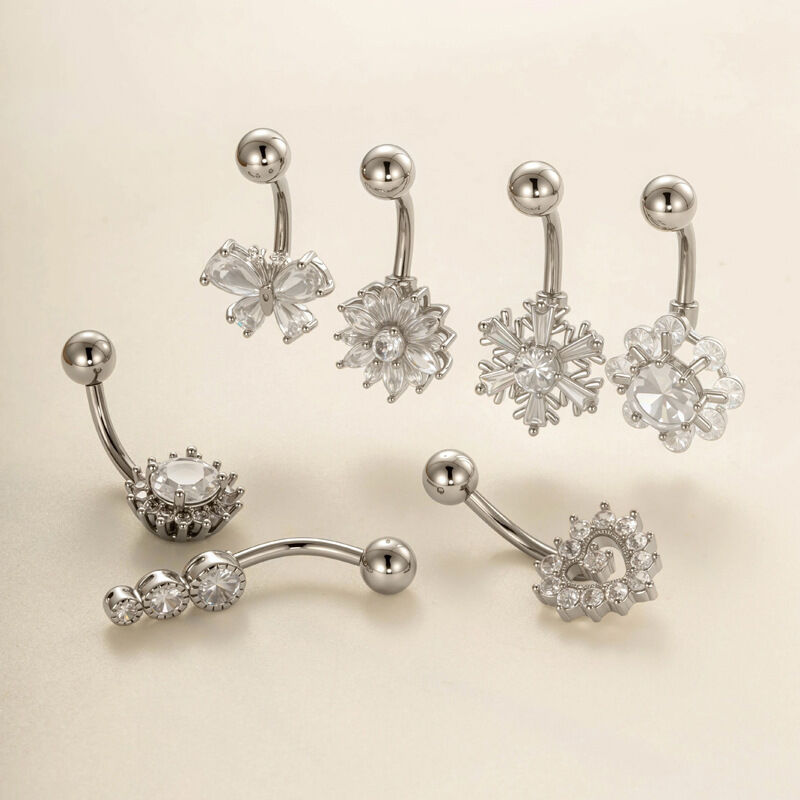 1 Piece Delicate Butterfly Copper Gold Color Zircon Navel Piercings 2