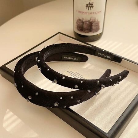 1 Piece Elegant Solid Color Fabric Rhinestone Women's Hair Bands 2