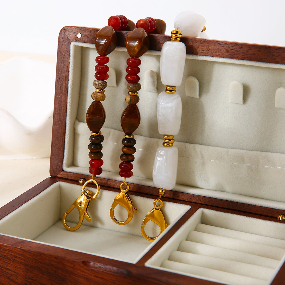 1 Piece Classic Retro Beads Acrylic   Gold Color  Women's Beaded Necklaces h5 Picture6