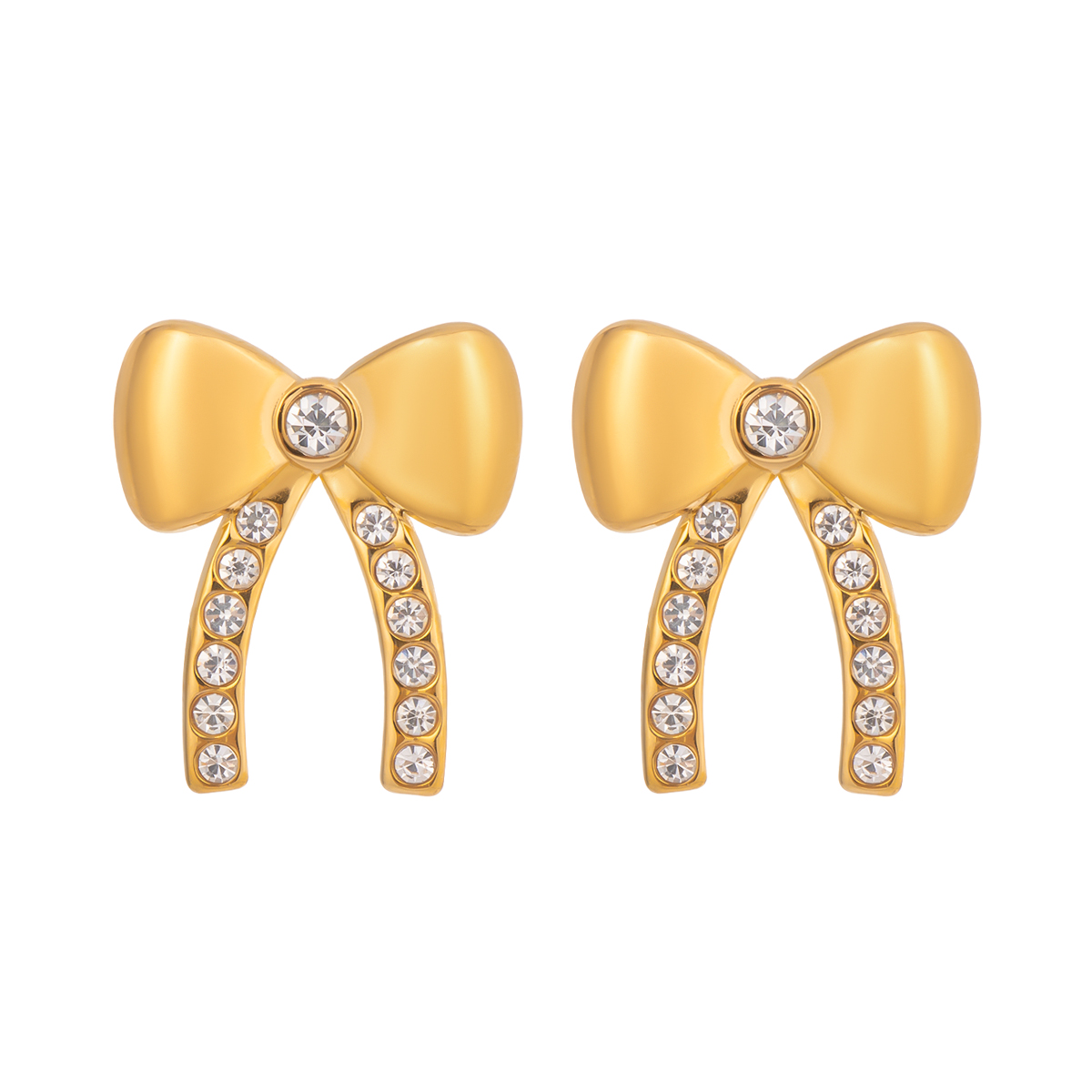 1 Pair Elegant Bow Knot Stainless Steel Waterproof Gold Color Stud Earrings Picture4