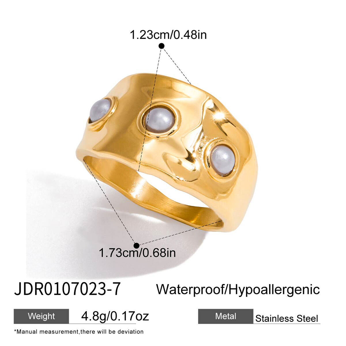 1 Piece Designable Irregular Shape Stainless Steel Waterproof Gold Color Statement Rings h5 Picture2