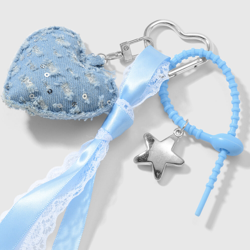 1 Piece Denim Heart Bag Charm Picture5