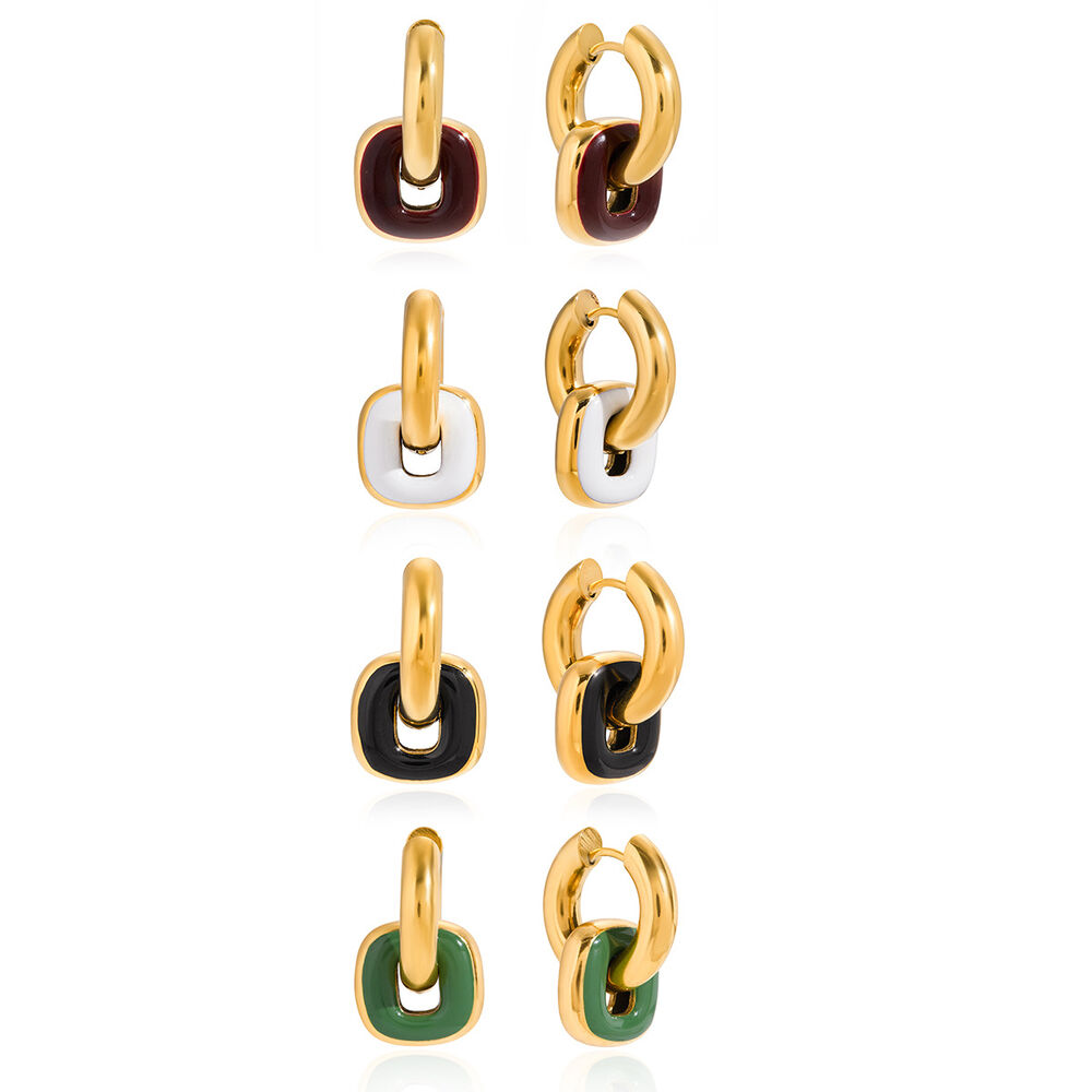 1 Paar Vintage-Rechteck-Ohrringe aus wasserfestem Edelstahl in Goldfarbe für Damen h5Bild8