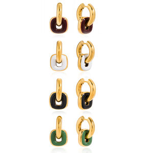 1 Paar Vintage-Rechteck-Ohrringe aus wasserfestem Edelstahl in Goldfarbe für Damen h5 Bild8