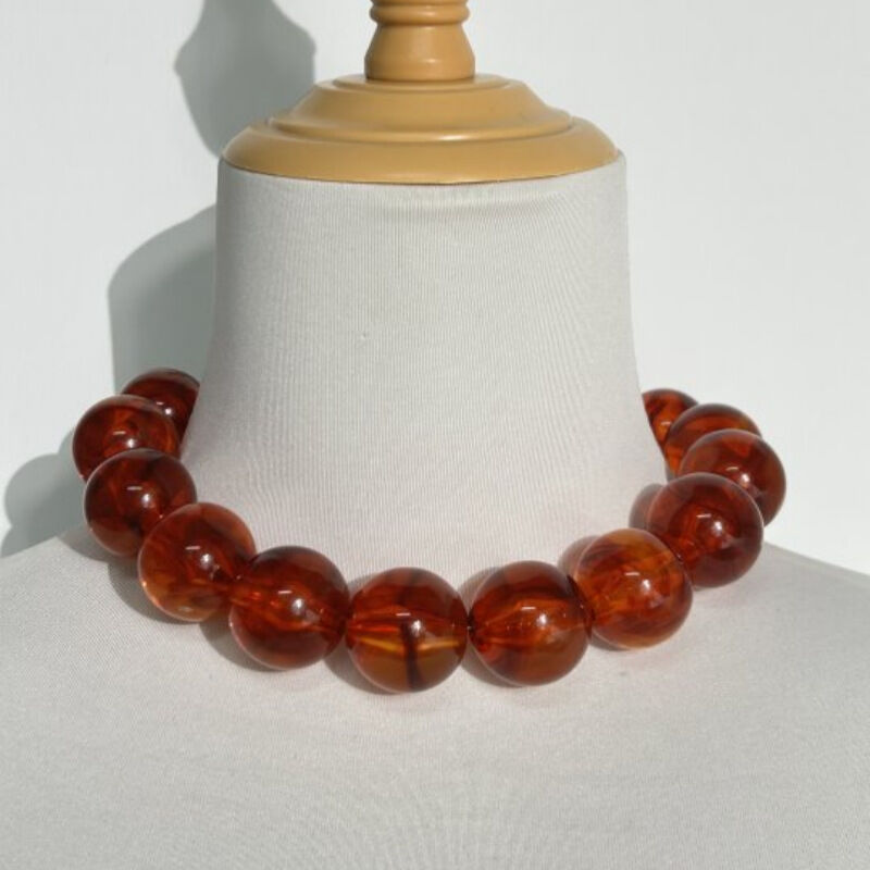 1 Piece Retro 25mm Beads Gradient Color Acrylic Beaded Necklace h5 Picture3