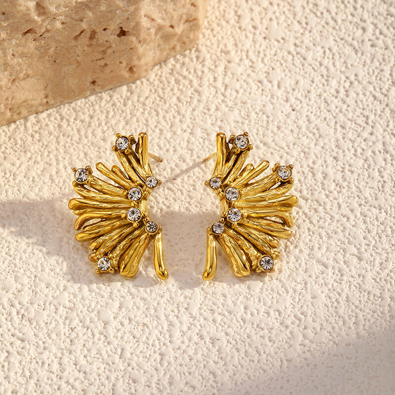 1 Pair Irregular Shape Stainless Steel Waterproof Gold Color Stud Earrings