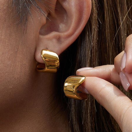 1 Pair Modern Irregular Shape Stainless Steel Waterproof Gold Color Women's Stud Earrings