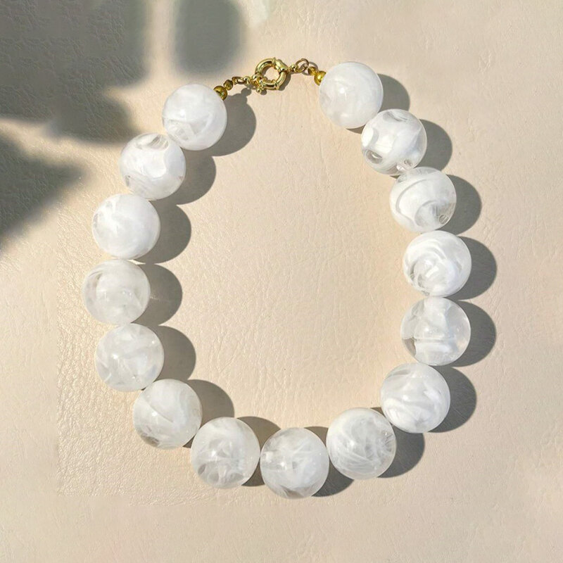 1 Piece Retro 25mm Beads Gradient Color Acrylic Beaded Necklace h5 Picture2