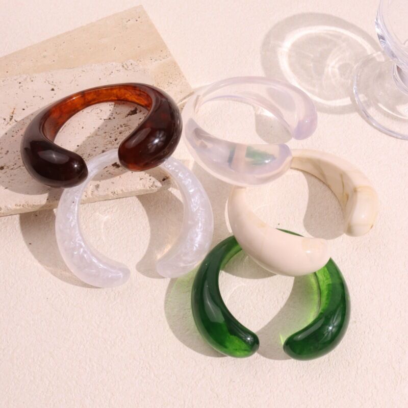 1 stuk onregelmatige vorm, kleurverloop, hars manchet armband 2