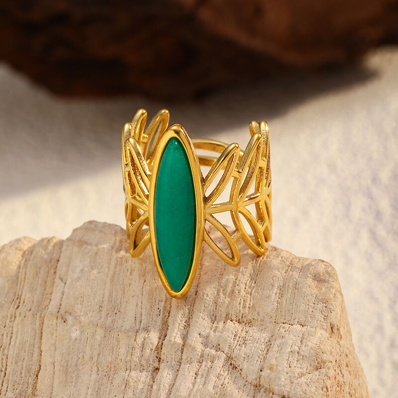 1 Piece Irregular Shape Stainless Steel Waterproof Gold Color Statement Ring h5 Picture3
