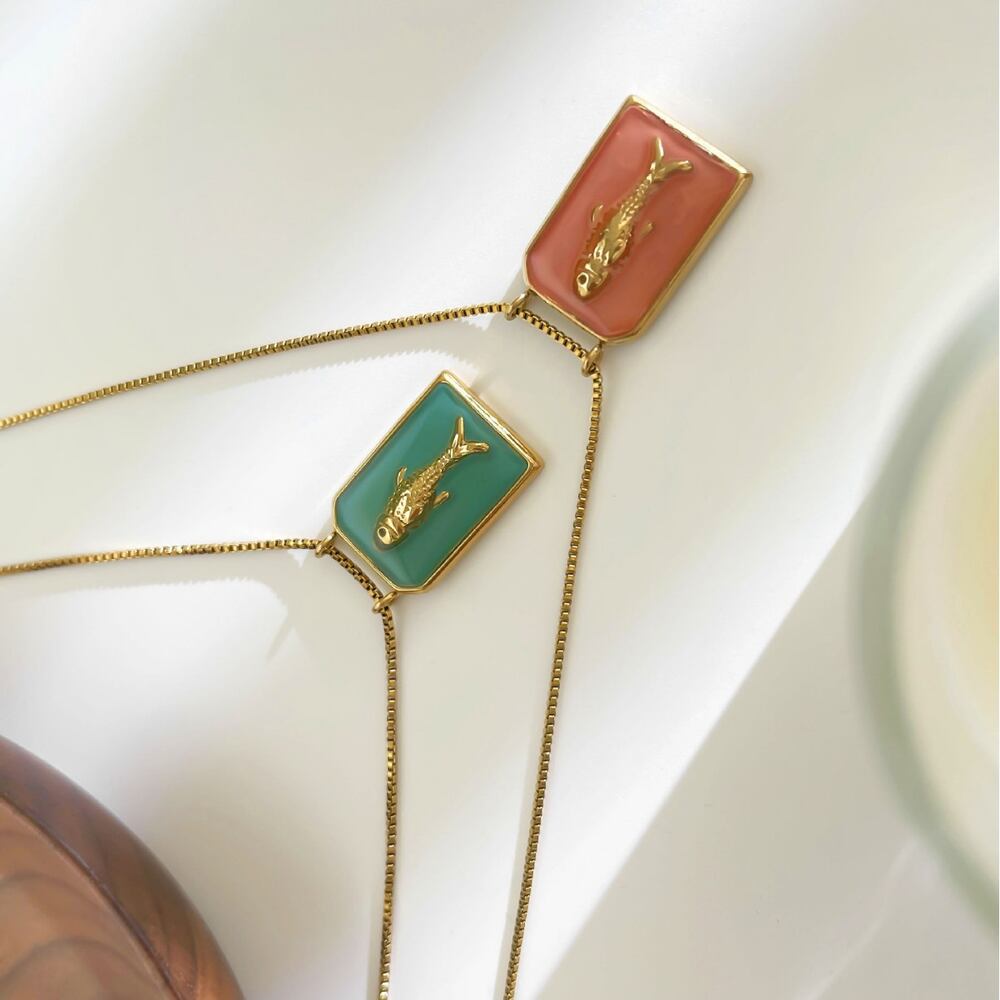 1 Piece Fish Stainless Steel Waterproof Gold Color Enamel Pendant Necklace Picture4