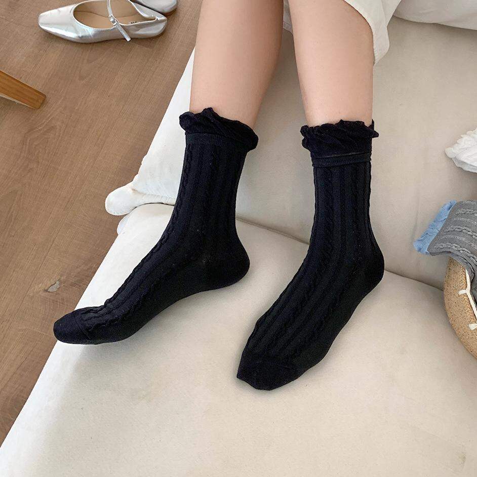 1 Pair Elegant Cotton Women's Mid-Calf Socks h5 Picture3