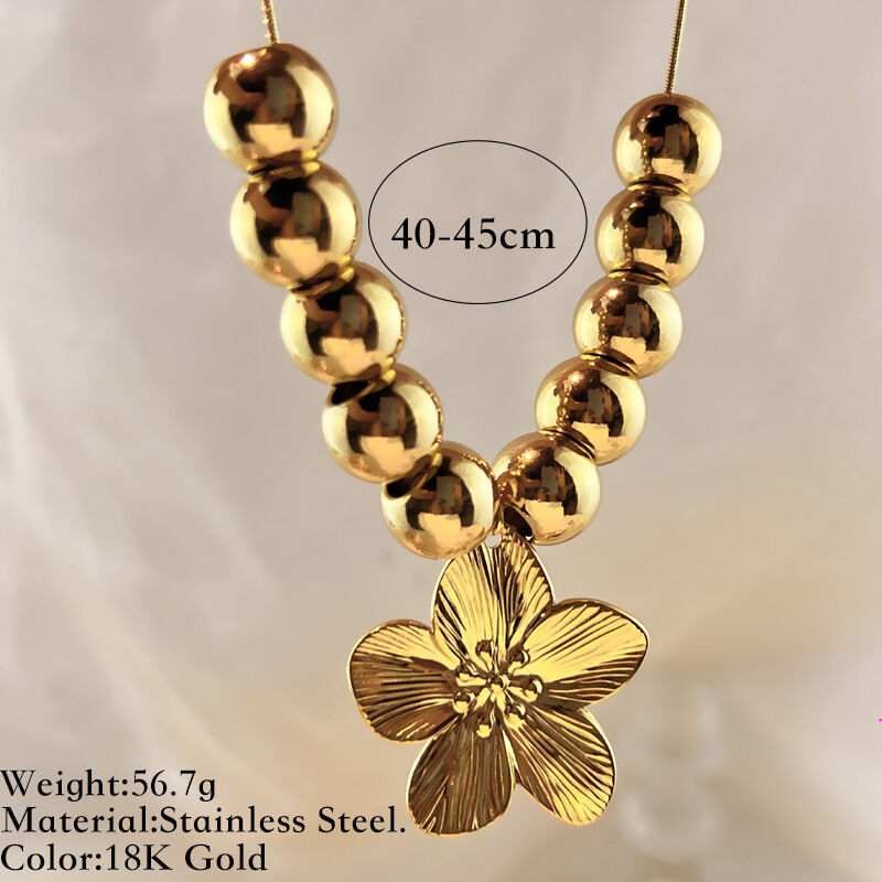 1 Stuk Kralen Roestvrij Staal Waterdicht Goudkleurige Statement Hanger Ketting 