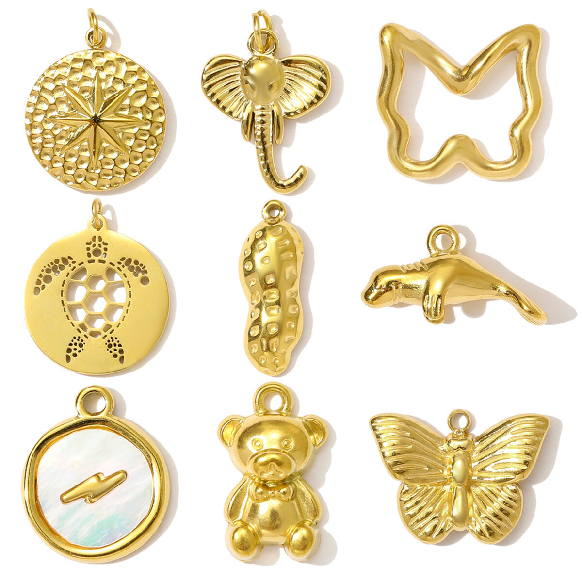1 Piece Romantic Butterfly Stainless Steel Waterproof Gold Color Women's Pendants h5 Picture6