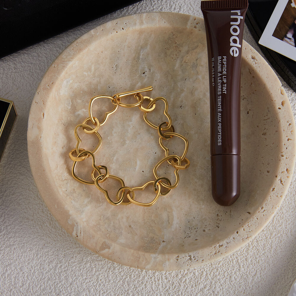 1 Piece Simple Heart Stainless Steel Waterproof Gold Color Women's Chain Bracelets Picture6