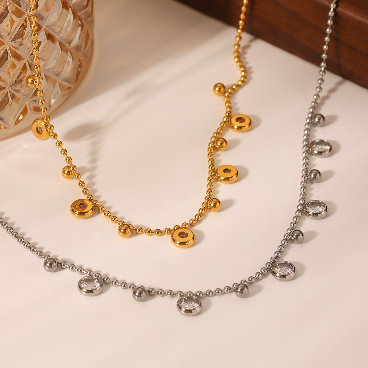 1 Piece Luxurious Circle Stainless Steel Waterproof Gold Color Zircon Women's Pendant Necklaces h5 Picture4
