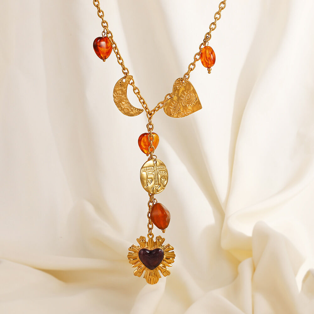 1 Piece Ethnic  Daily Heart Circle Stainless Steel Waterproof Women's Pendant Necklaces h5 Picture2