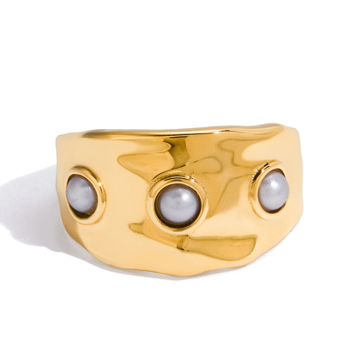 1 Piece Designable Irregular Shape Stainless Steel Waterproof Gold Color Statement Rings h5 Picture7