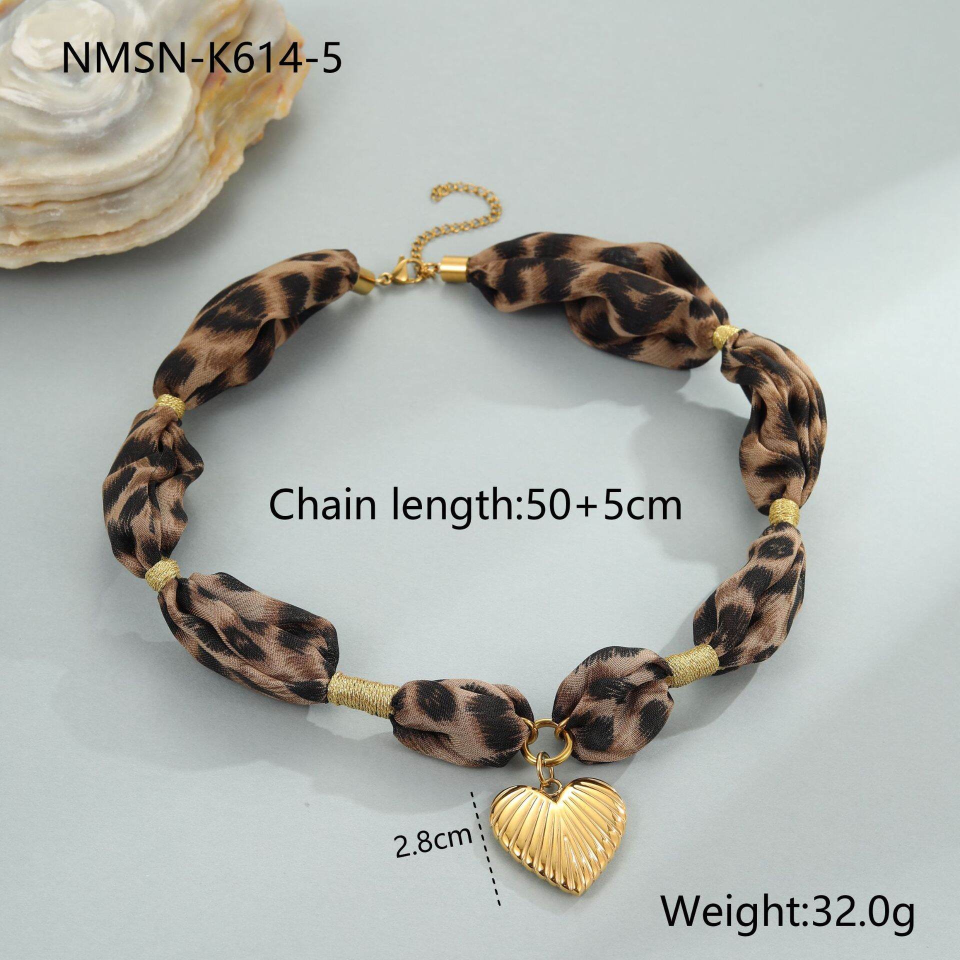 1 collar con colgante de acero inoxidable con estampado de leopardo y corazón, resistente al agua, color dorado, para mujer. h5 