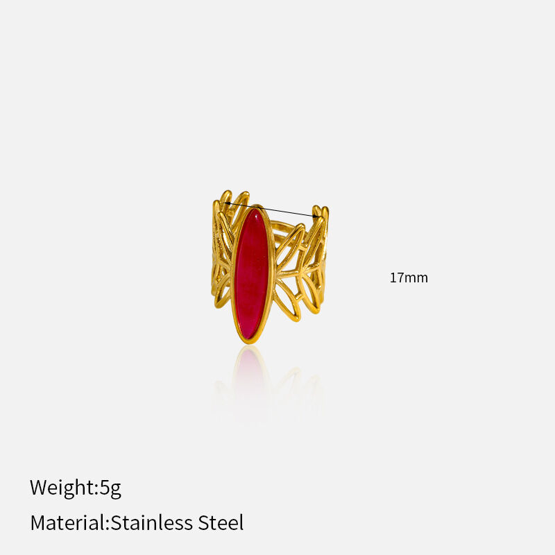 1 Piece Irregular Shape Stainless Steel Waterproof Gold Color Statement Ring 