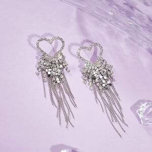 1 Pair Festive Series Heart Tassel Copper Party Earrings h5 Picture3