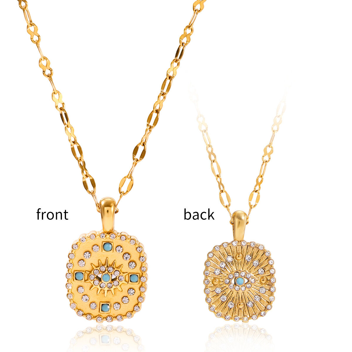 1 Piece Sophisticated Devil's Eye Stainless Steel Waterproof Gold Color Women's Pendant Necklaces h5 Picture6