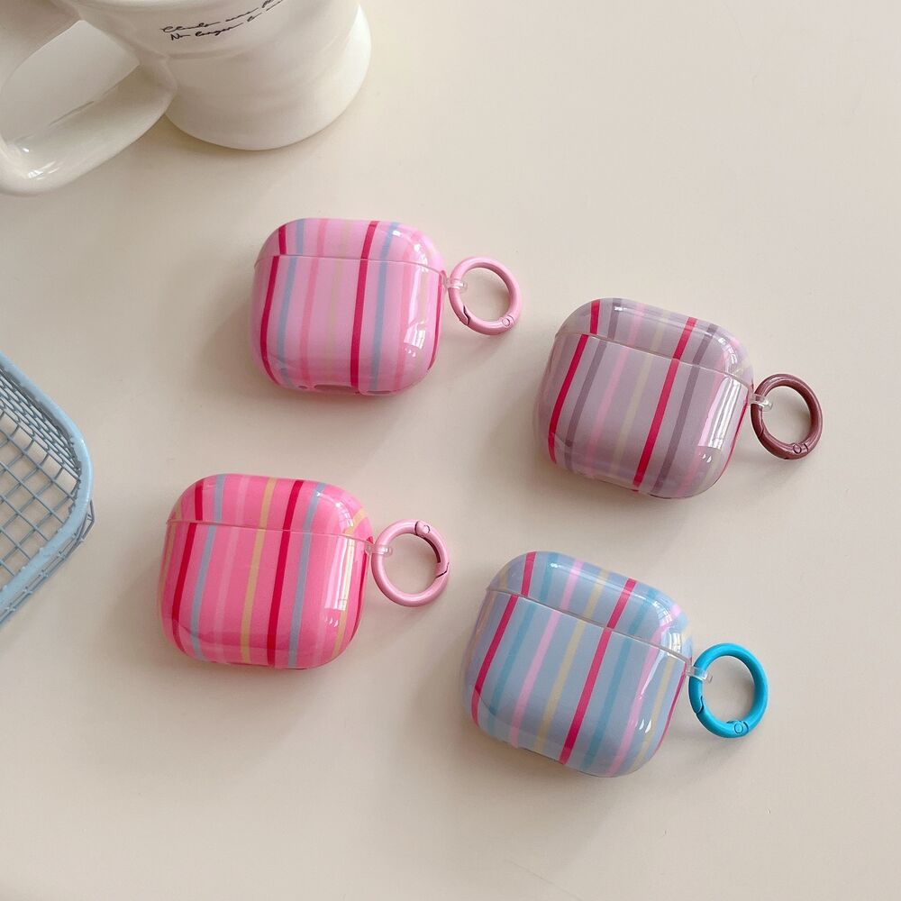 1 Piece Color Stripes Women's Earphone Case Picture2
